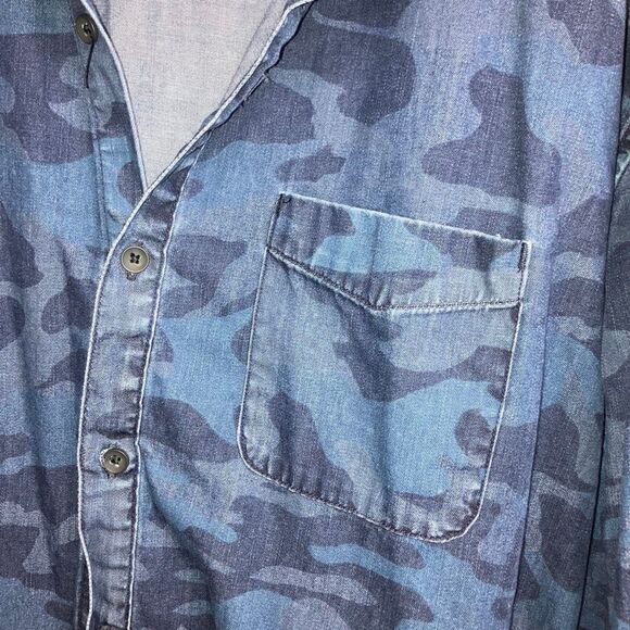 Lucky brand “California fit” camouflage denim pocket button up XXL #701 - Picture 9 of 9